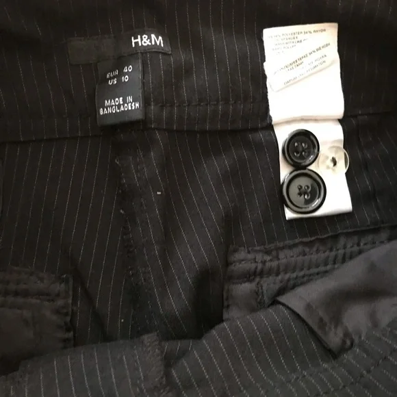 Sz 10 | H & M | Pinstripe | Black Light Blue | High Waisted Trouser ♦️ - Picture 11 of 14